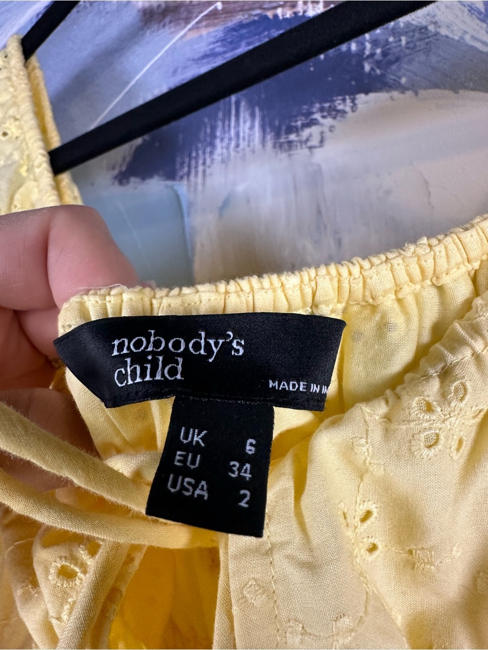 Nobody’s Child Pale Yellow Eyelet broderie anglaise Midi Dress US 2 XS Cotton - Picture 4 of 10